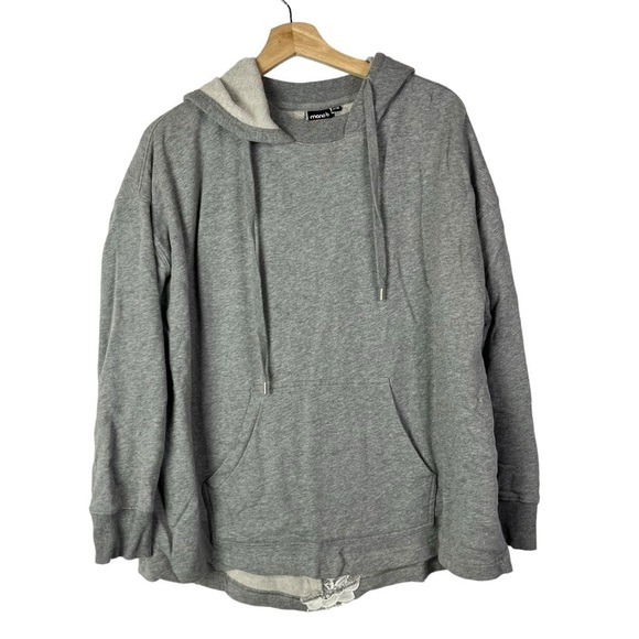 Mono B Gray Floral Lace Relaxed Fit Hoodie Sweatshirt S/M - Picture 3 of 6